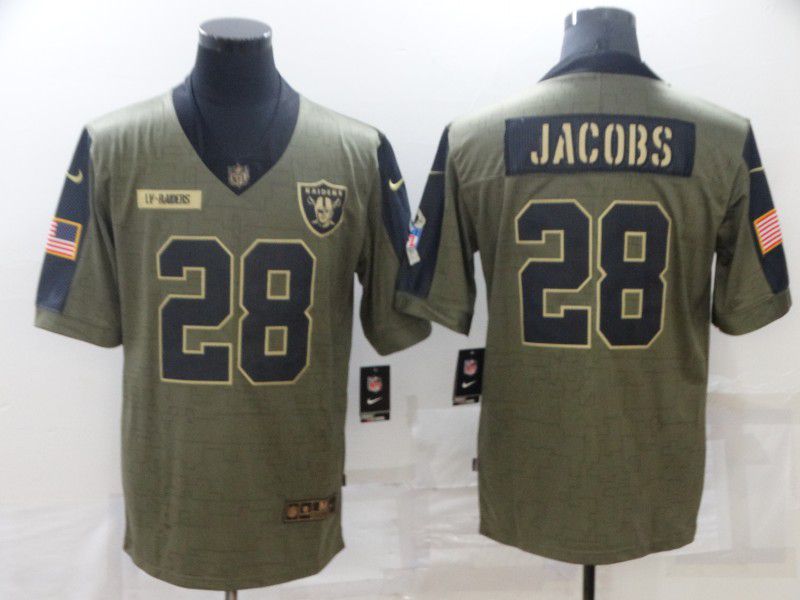 Men Oakland Raiders #28 Jacobs green Nike Olive Salute To Service Limited NFL Jerseys